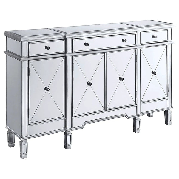 Battista - Mirrored 3 Drawer Wine Cabinet - Silver