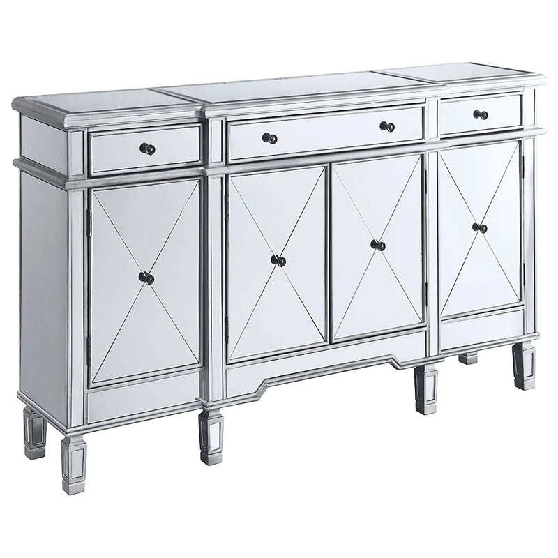 Battista - Mirrored 3 Drawer Wine Cabinet - Silver