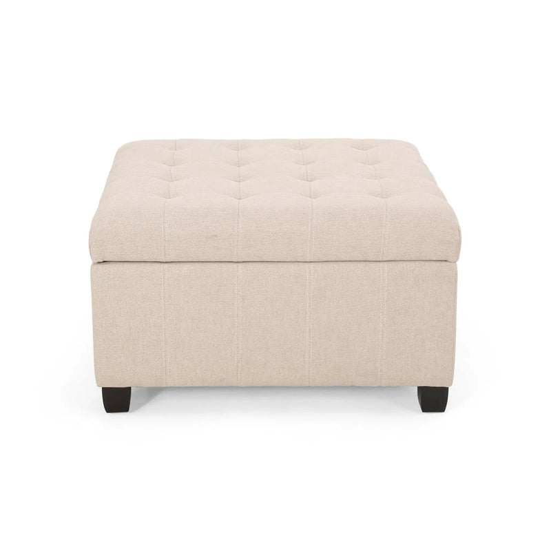Upholstered Tufted Fabric Storage Ottoman, Wheat by HouseOfZazla