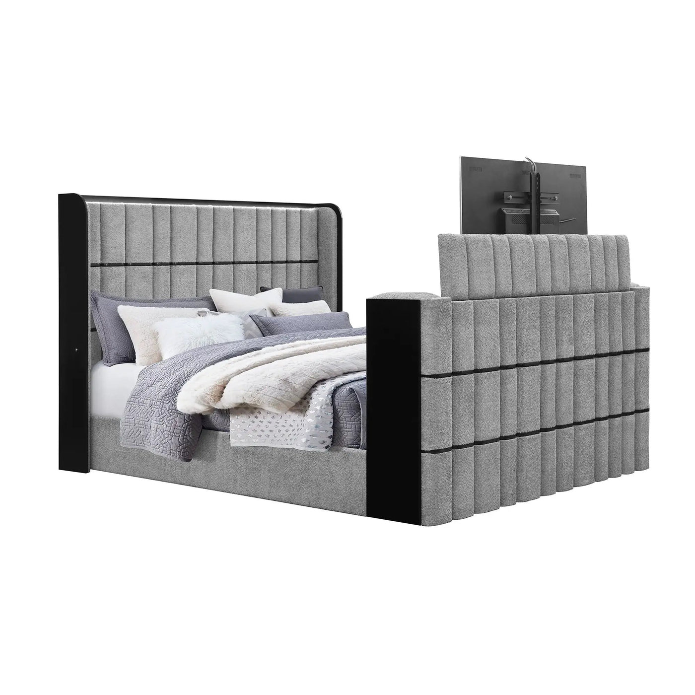 Isaiah - 5 Piece Bedroom Set With TV Lift-LED, Speakers And Fireplace by Unique Piece Furniture