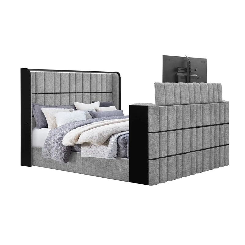 Isaiah - Bed With TV Lift-LED Speakers And Fireplace by HouseOfZazla