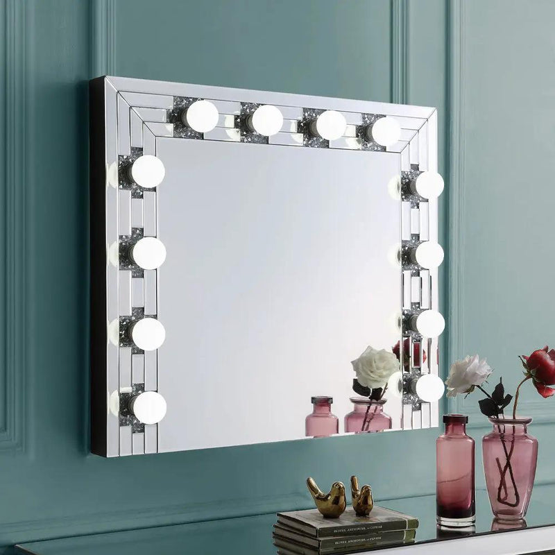 Noralie - Accent Mirror - Faux Diamonds & Mirrored by Unique Piece Furniture