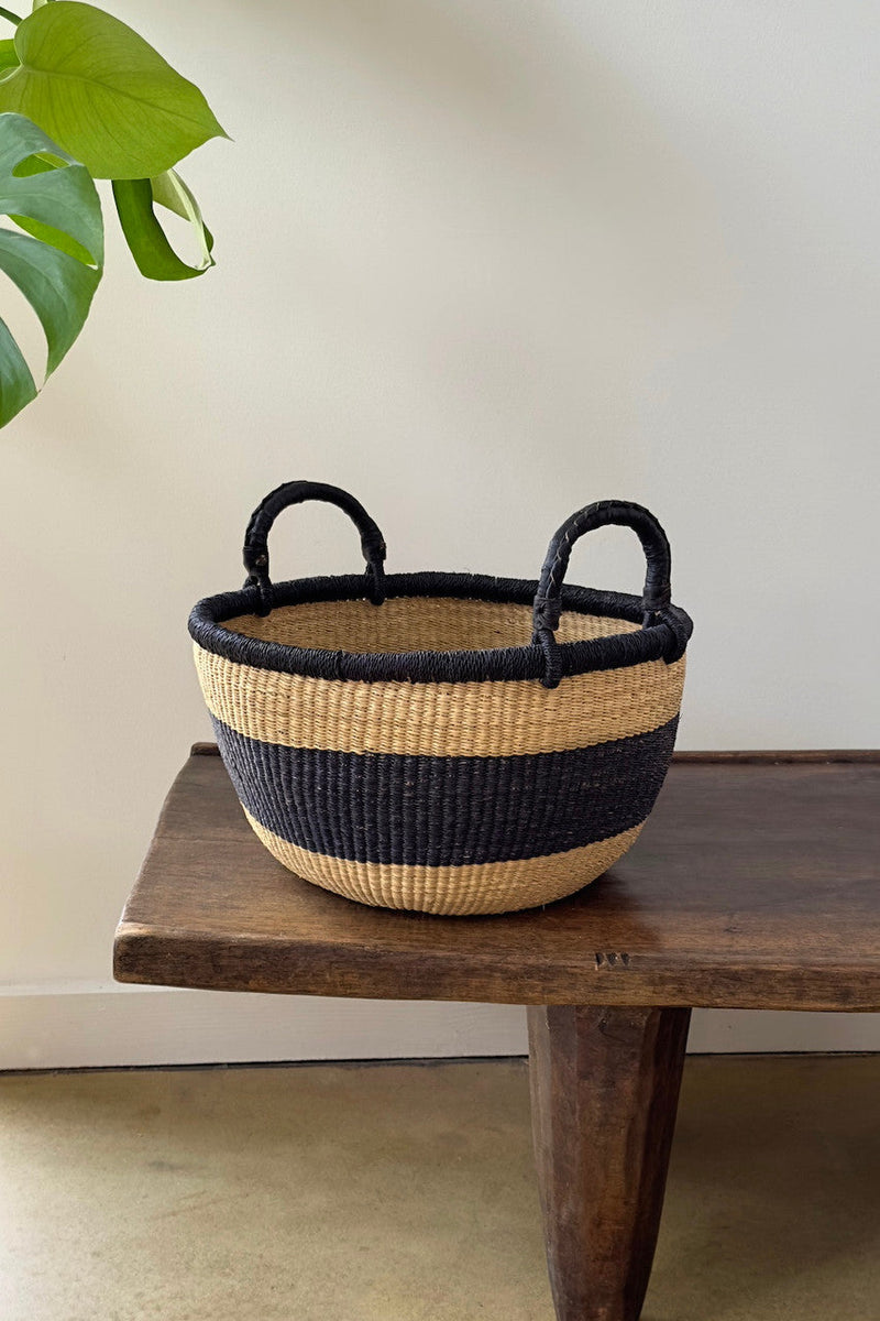 Plump and Pleasing Everything Basket - Natural w/ Black Stripes