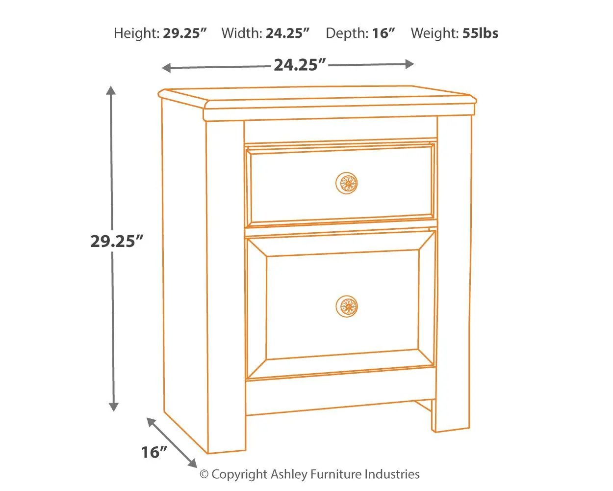 Paxberry - Two Drawer Night Stand - Whitewash by Unique Piece Furniture