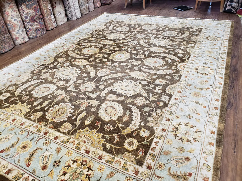 9x12 Vintage Handmade Wool Rug Carpet Indo Mahal Oushak Nice Brown Blue by Jewel Rugs