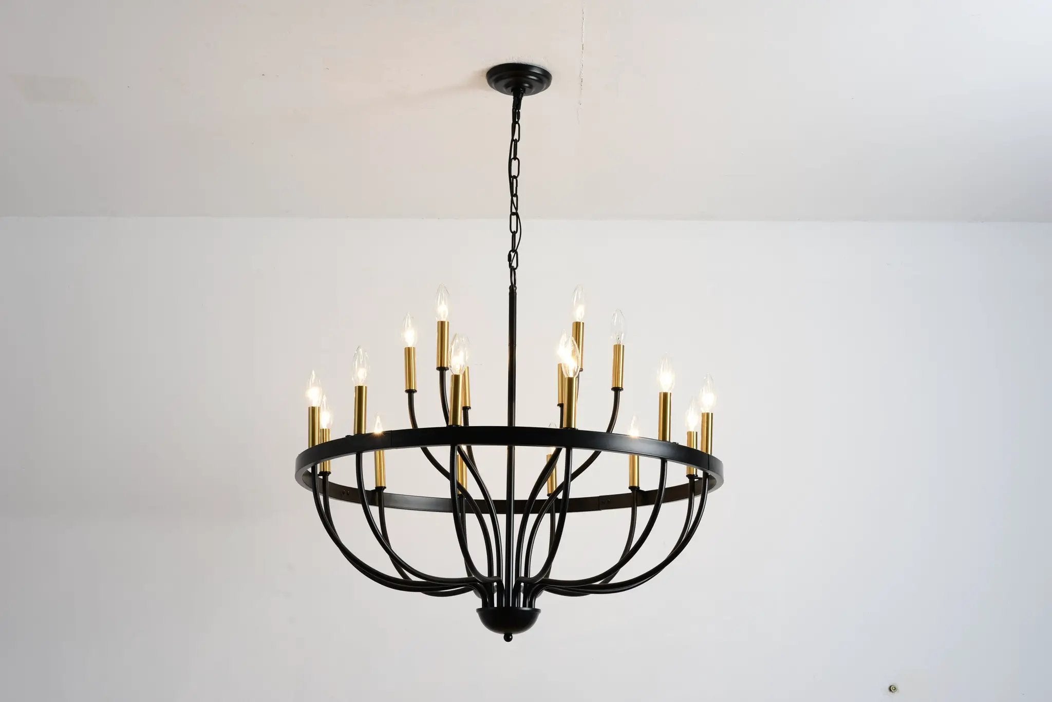 15-Light Industrial Iron Candle Chandelier Modern Farmhouse Pendant Light by HouseOfZazla