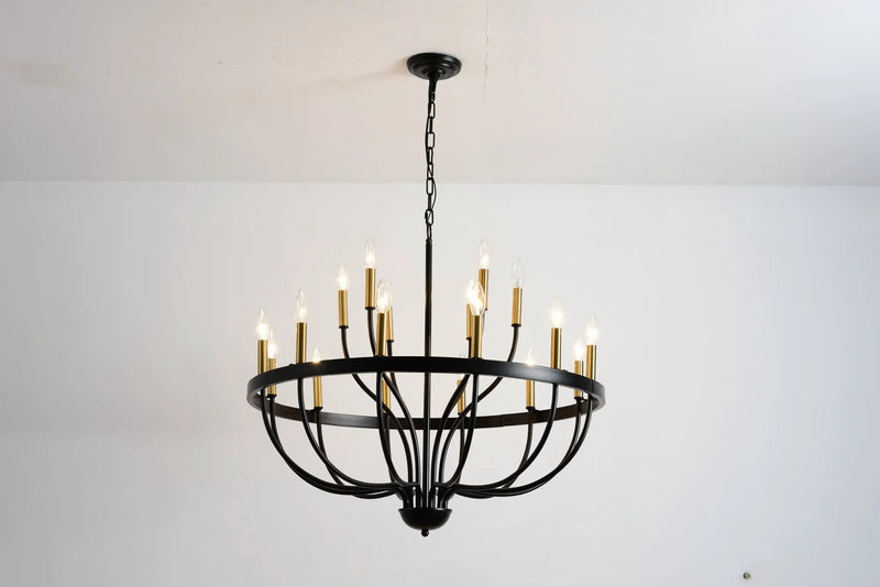 15-Light Industrial Iron Candle Chandelier Modern Farmhouse Pendant Light by HouseOfZazla