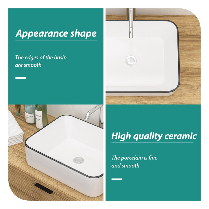 Modern European Style Ceramic Rectangular Vessel Bathroom Sink by HouseOfZazla