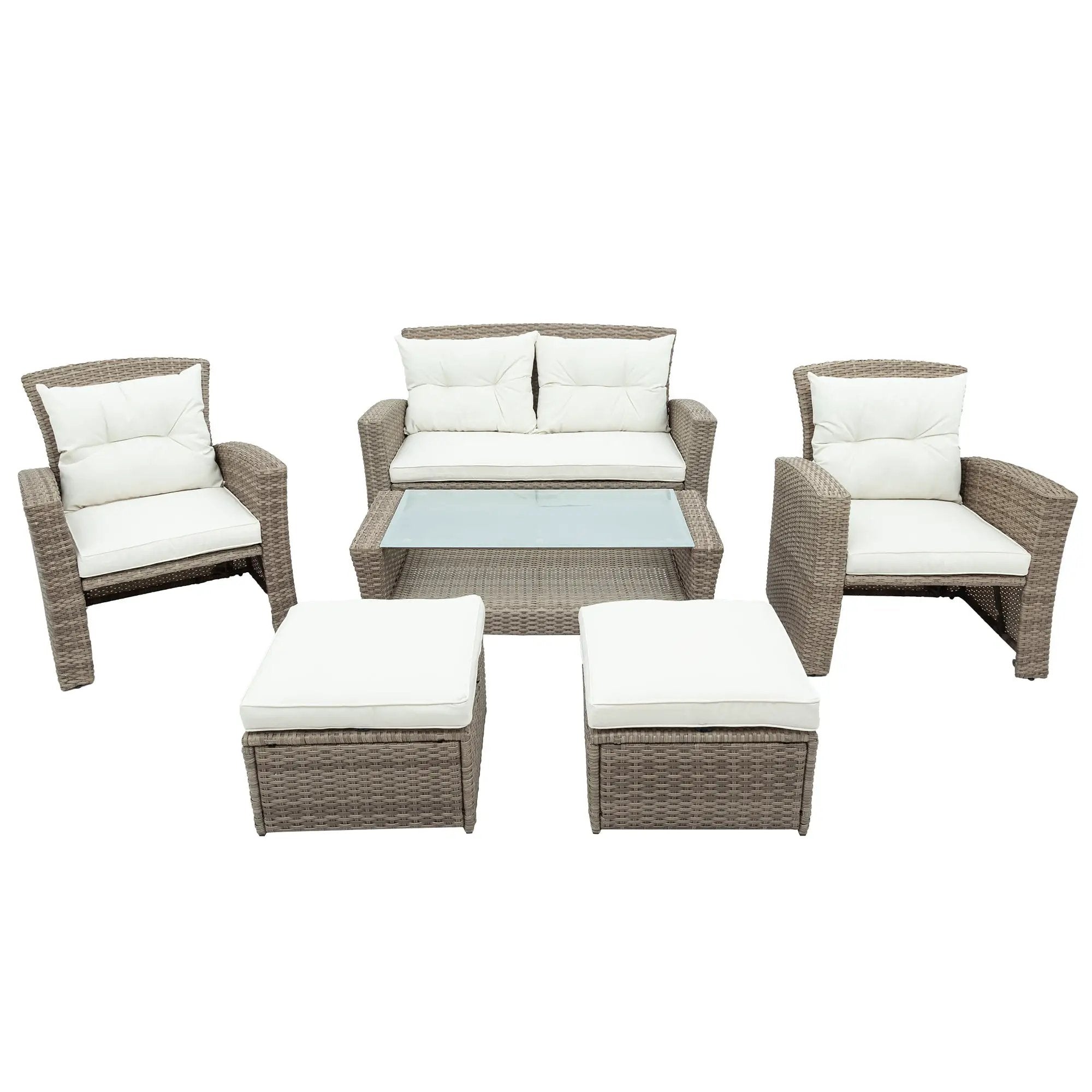 Set Of 4 Piece All Weather Wicker Patio Furniture by BLAKHOM