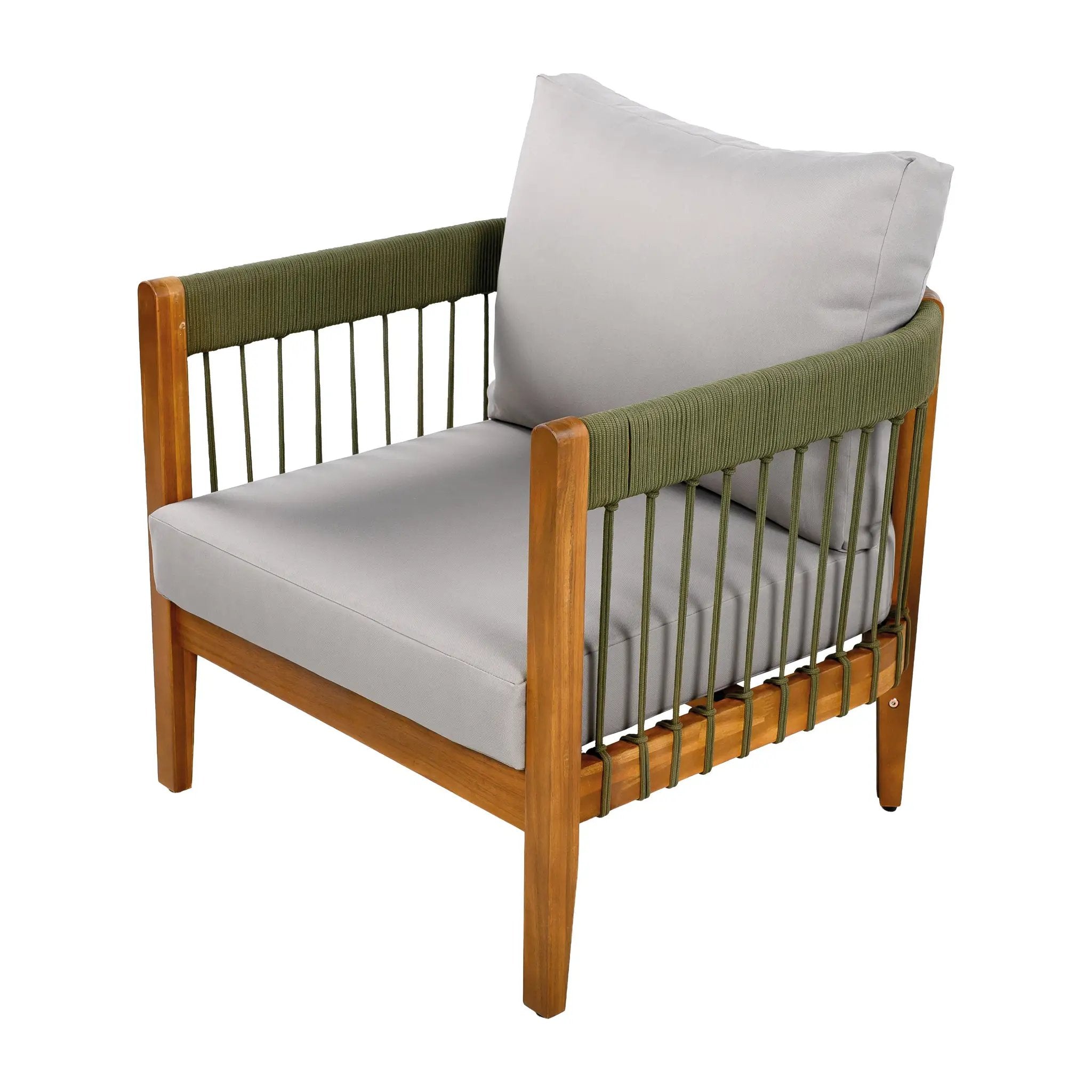[Set of 2] Acacia Wood Outdoor Club Chair with Rope Accents by HouseOfZazla