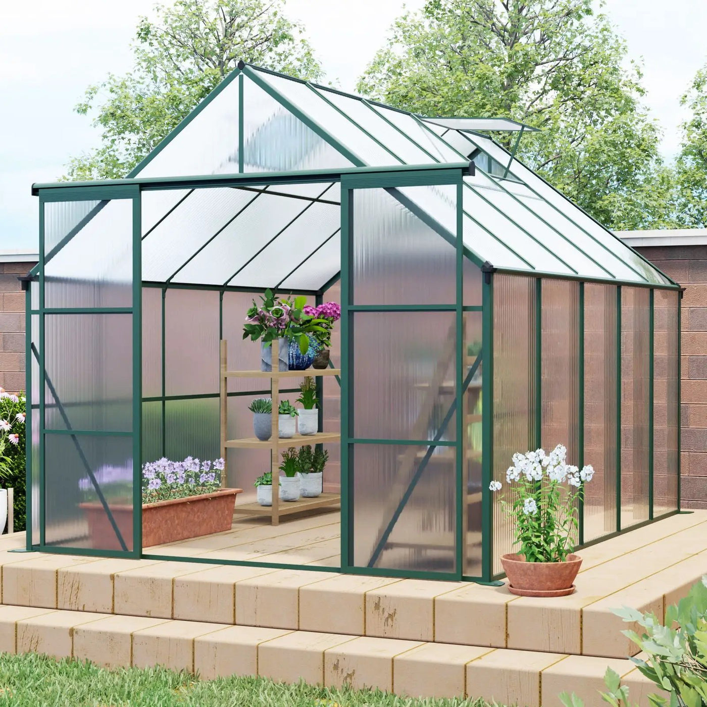 Double Door Polycarbonate house Raised Base And Anchor Aluminum Heavy Duty Walk In houses For Outdoor Backyard In All Season by HouseOfZazla