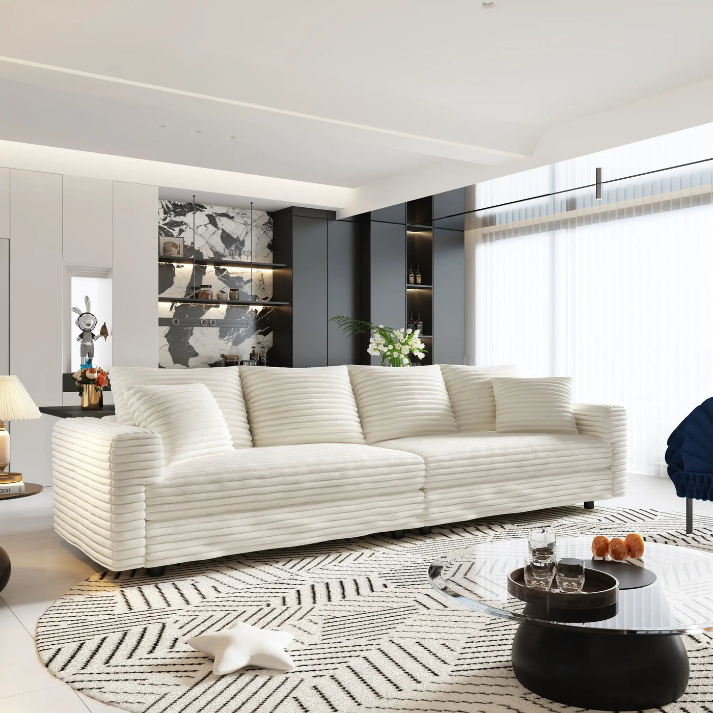 4 Seat Modern Comfy Upholstered Sofa Cloud Couch by HouseOfZazla