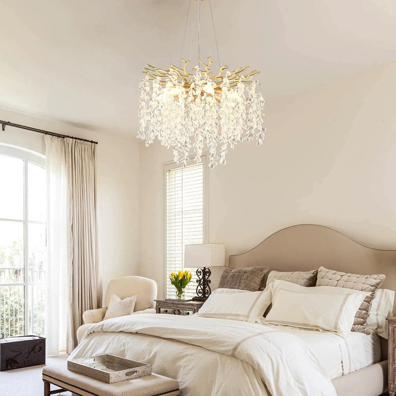 6-Light Chandelier Crystal Ceiling Lamp in Gold by HouseOfZazla