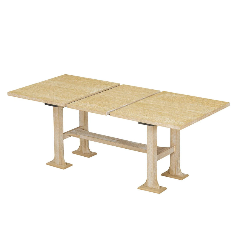 Topmax - 6 Piece Farmhouse Extendable Dining Table Set Trestle Kitchen Table Set With Removable Leaf And Upholstered Dining Chair And Bench For Dining Room by HouseOfZazla