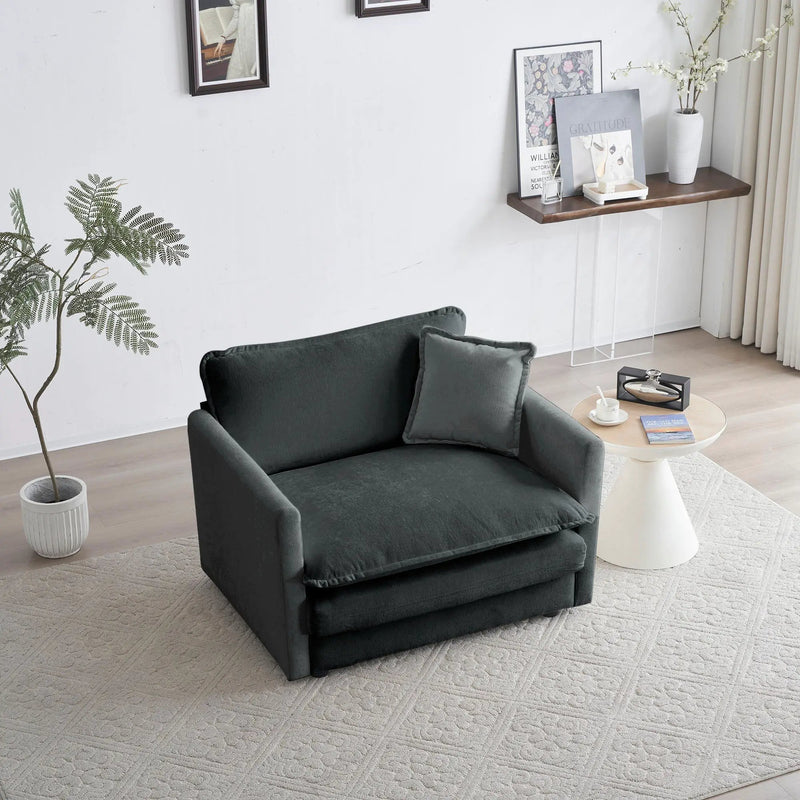 Comfy Deep Single Seat Sofa Upholstered Reading Armchair by HouseOfZazla