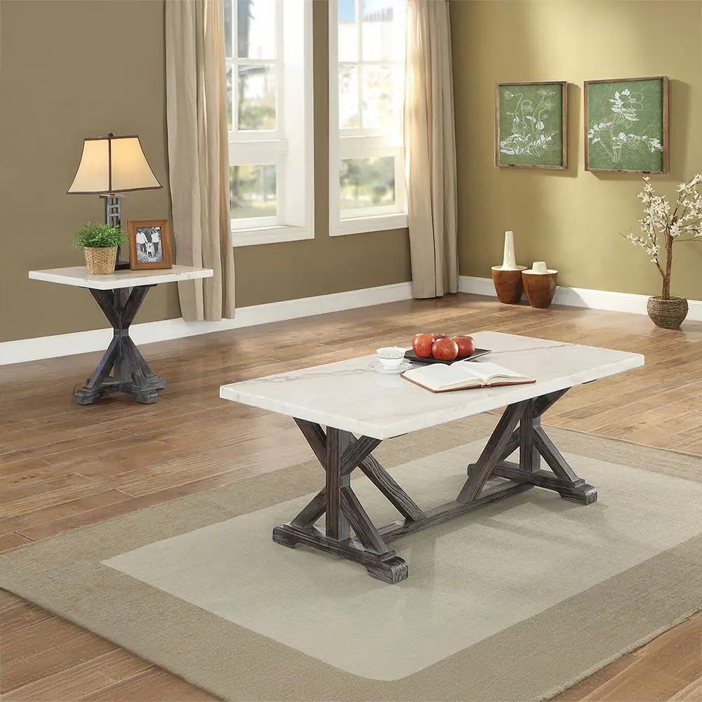 Romina - Coffee Table - White Marble Top & Weathered Espresso by Unique Piece Furniture
