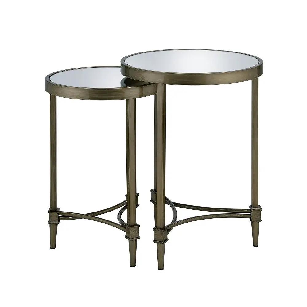 Aditya - Nesting Table - Mirrored & Antique Brass by Unique Piece Furniture