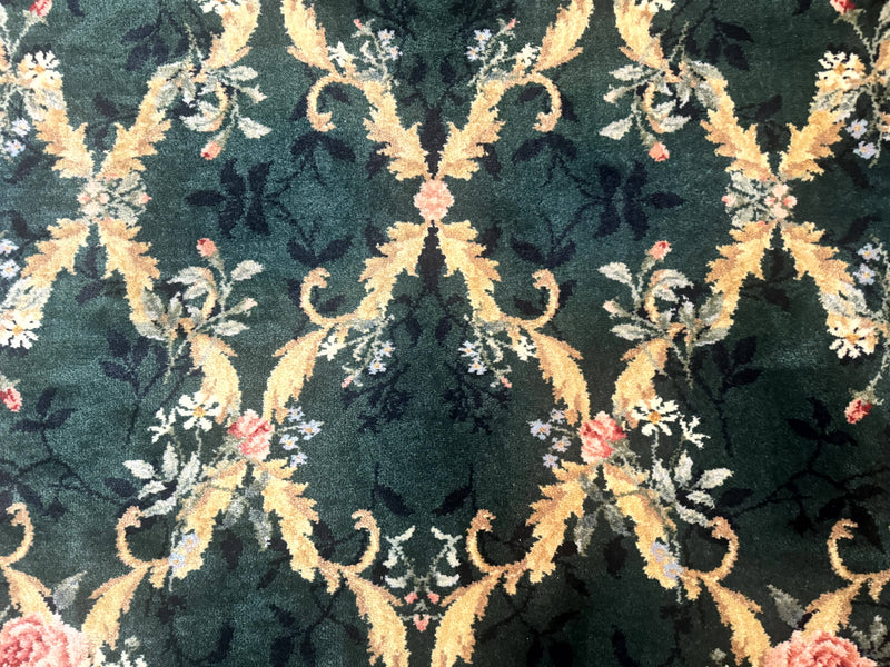 Karastan Garden of Eden Rug 4x6, Green Savonnerie 509/1733, Original Discontinued Vintage Karastan Carpet by Jewel Rugs