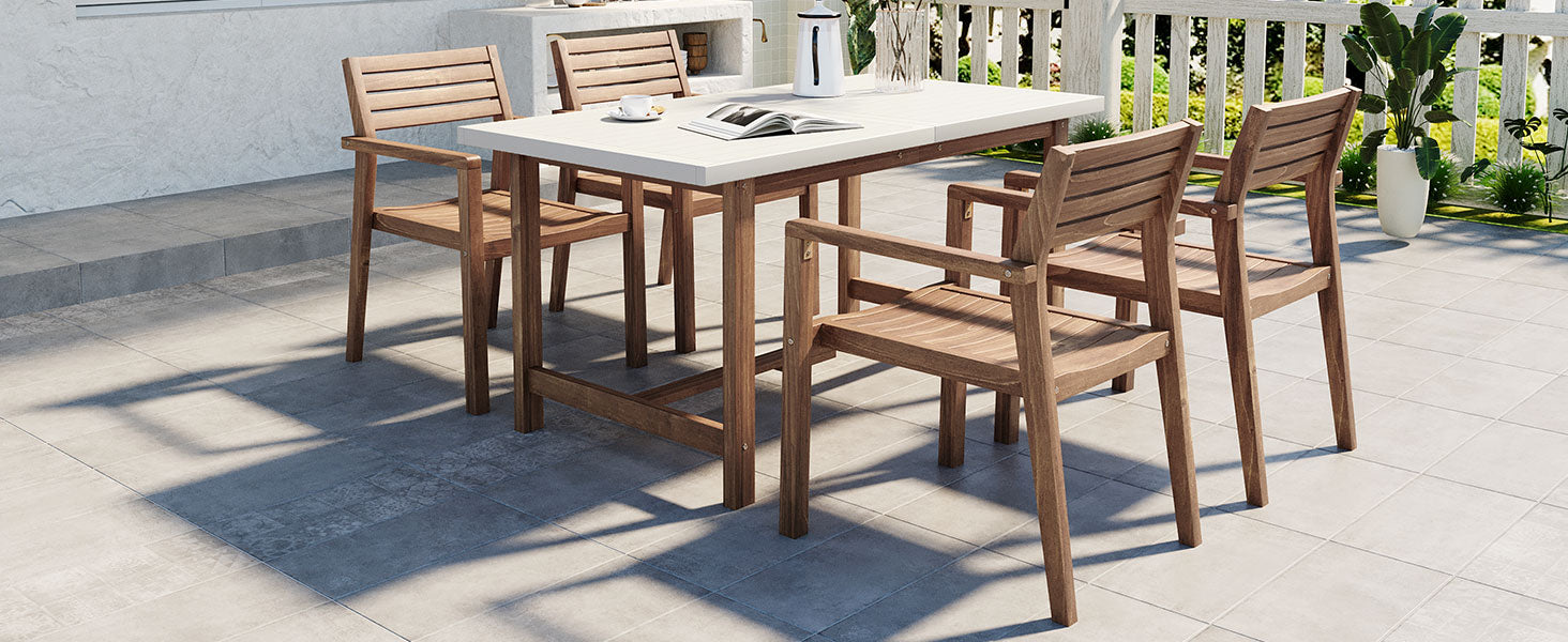 U_STYLE 5-Piece Outdoor Acacia Wood Dining Set by HouseOfZazla