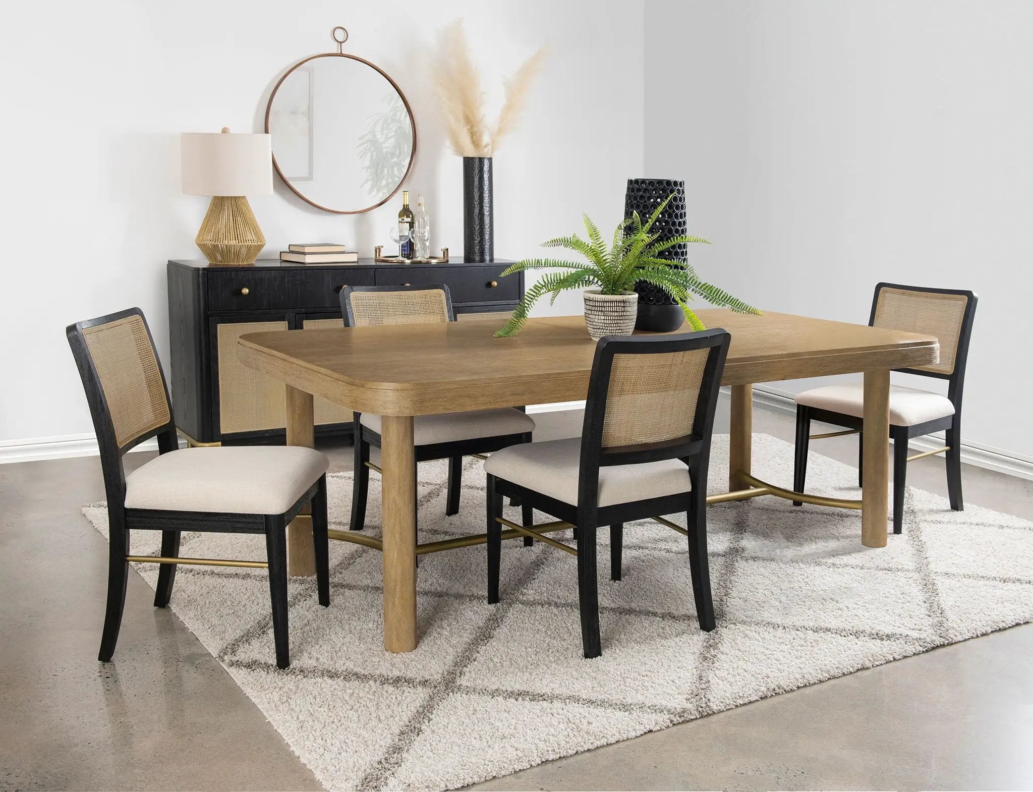 Arini 5-piece Extension Leaf Dining Table Set Sand Wash and Black by Unique Piece Furniture