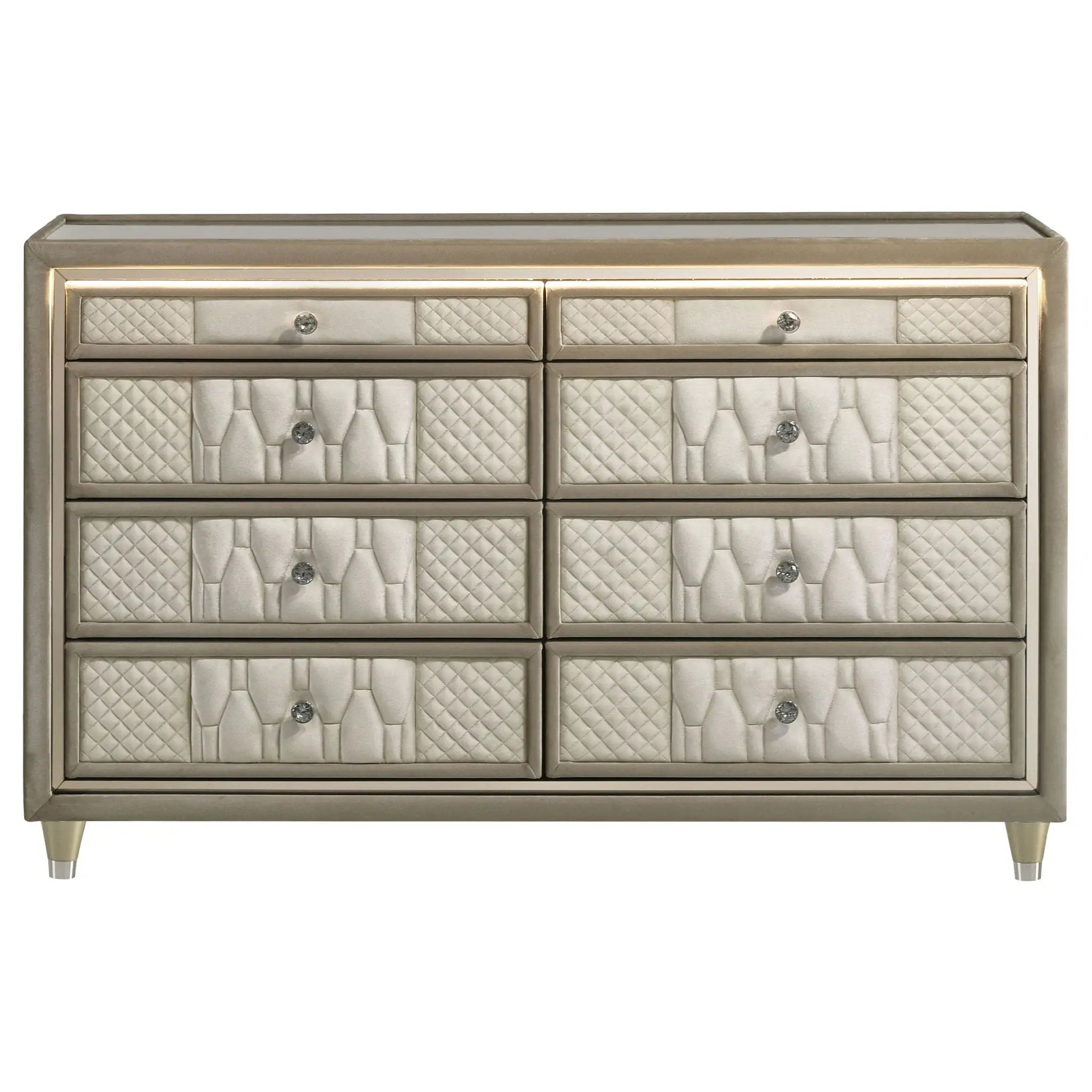 Lorient 8-drawer LED Bedroom Dresser Cabinet Ivory and Camel by Unique Piece Furniture