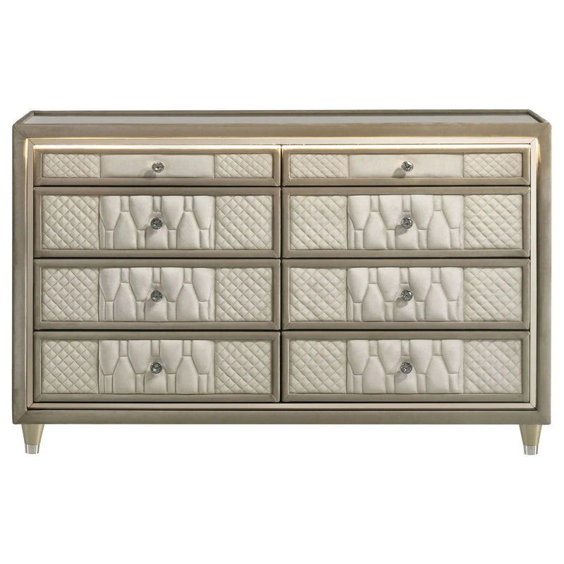 Lorient 8-drawer LED Bedroom Dresser Cabinet Ivory and Camel by Unique Piece Furniture