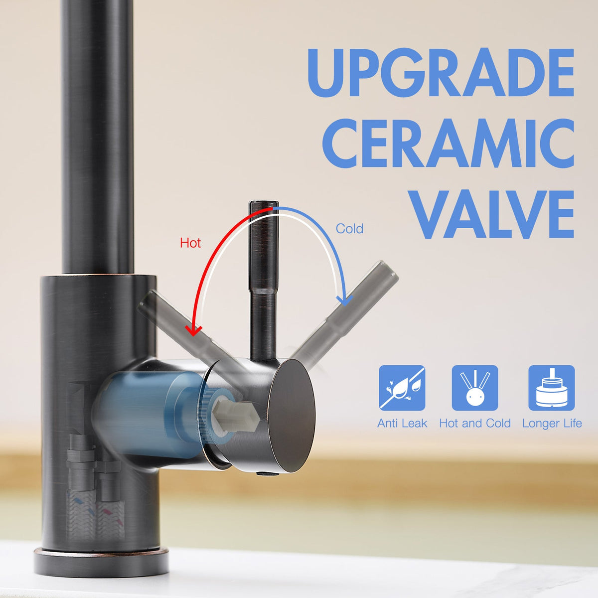 360° Rotation Pull-Down Kitchen Faucet - Oil Rubbed Bronze, photo 5 of 9