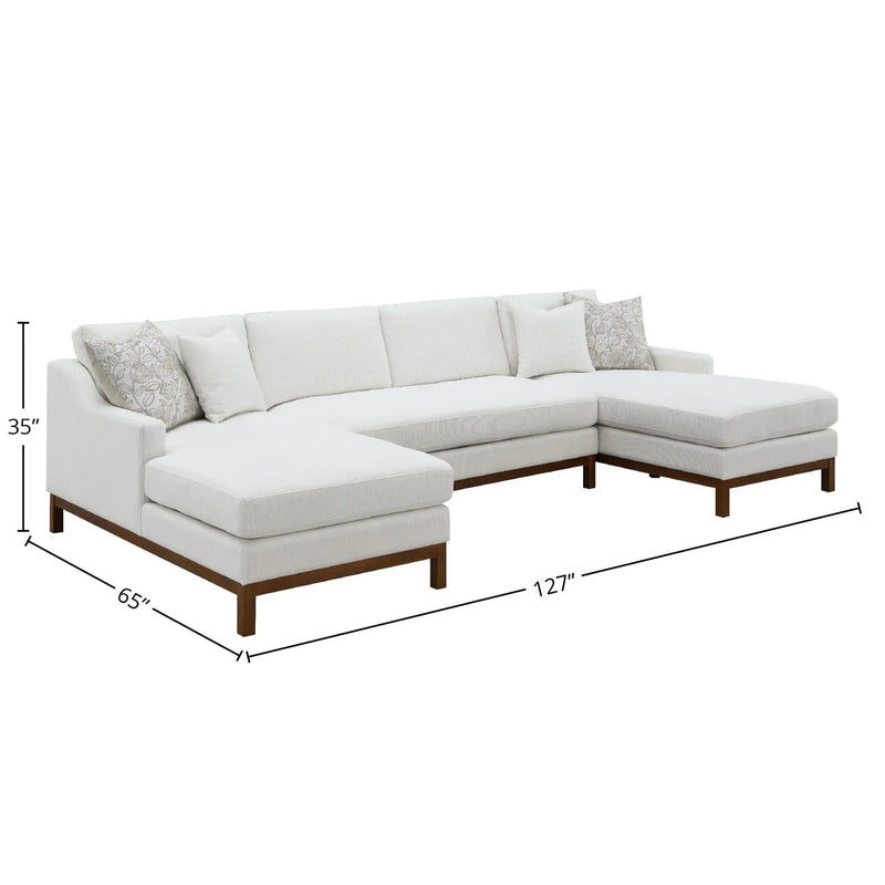 Valiant - Chenille Sectional Sofa With 4 Pillows - Ivory by Unique Piece Furniture