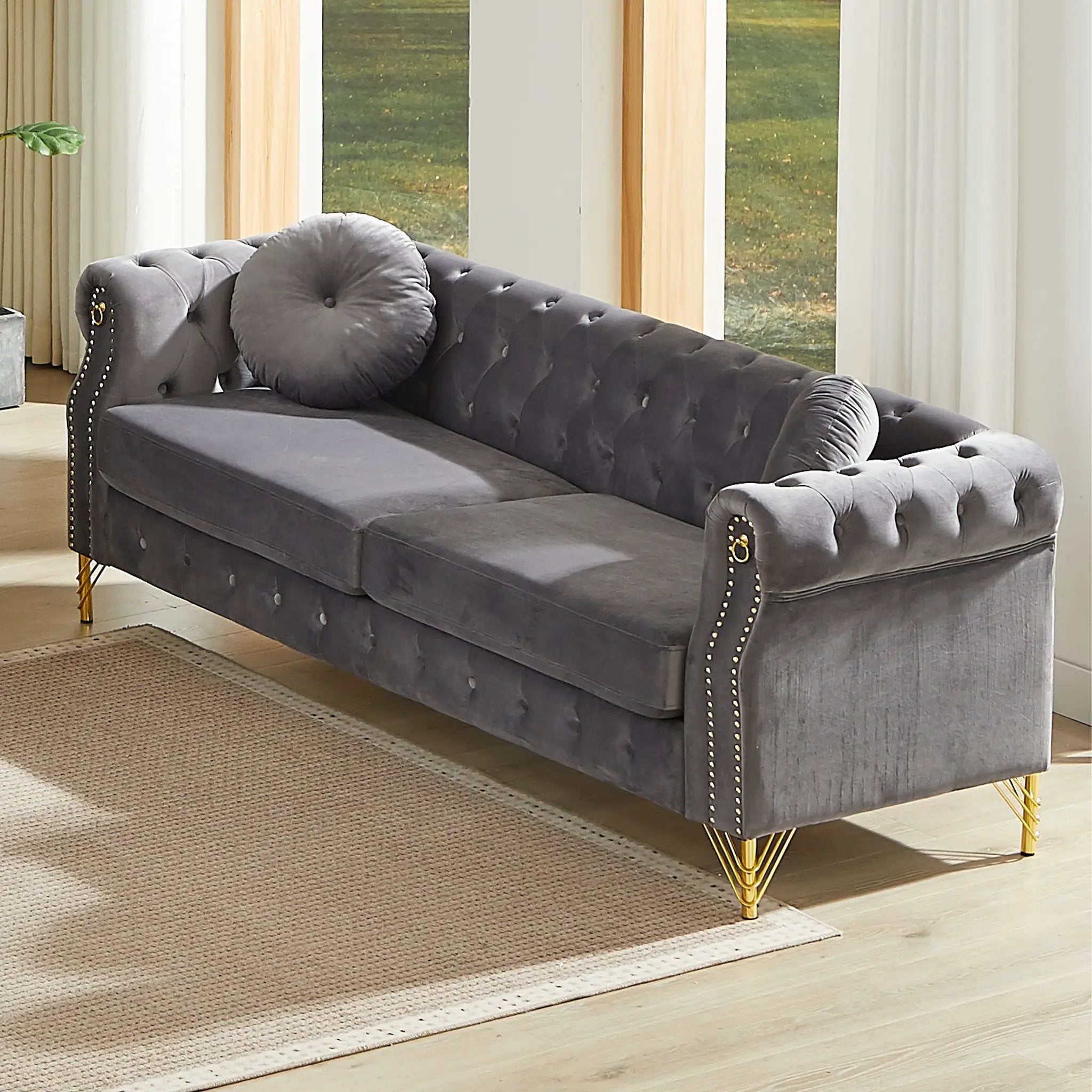 82-Inch Velvet Chesterfield Sofa by HouseOfZazla