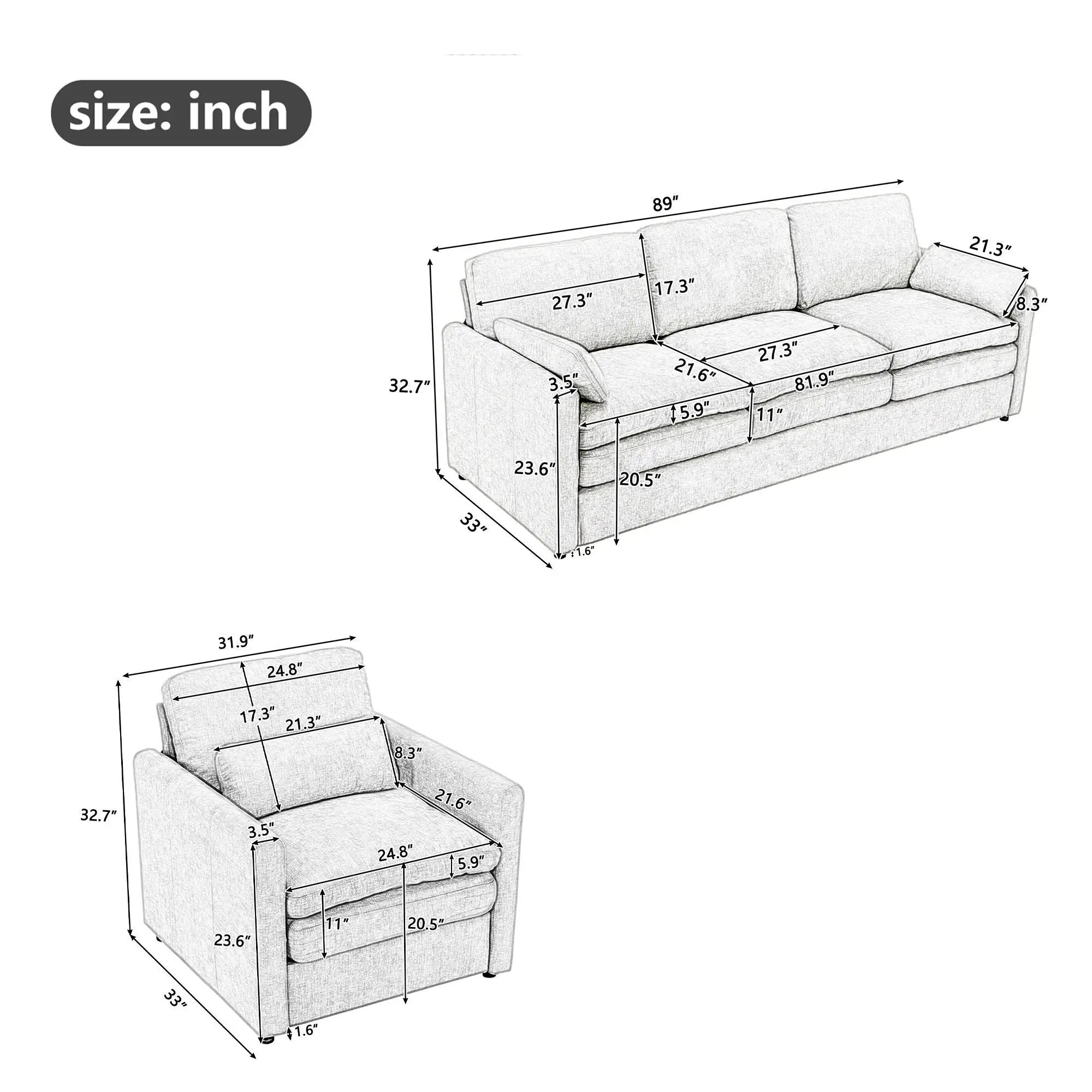 Cloud Sofa Set Couch For Living Room by Unique Piece Furniture