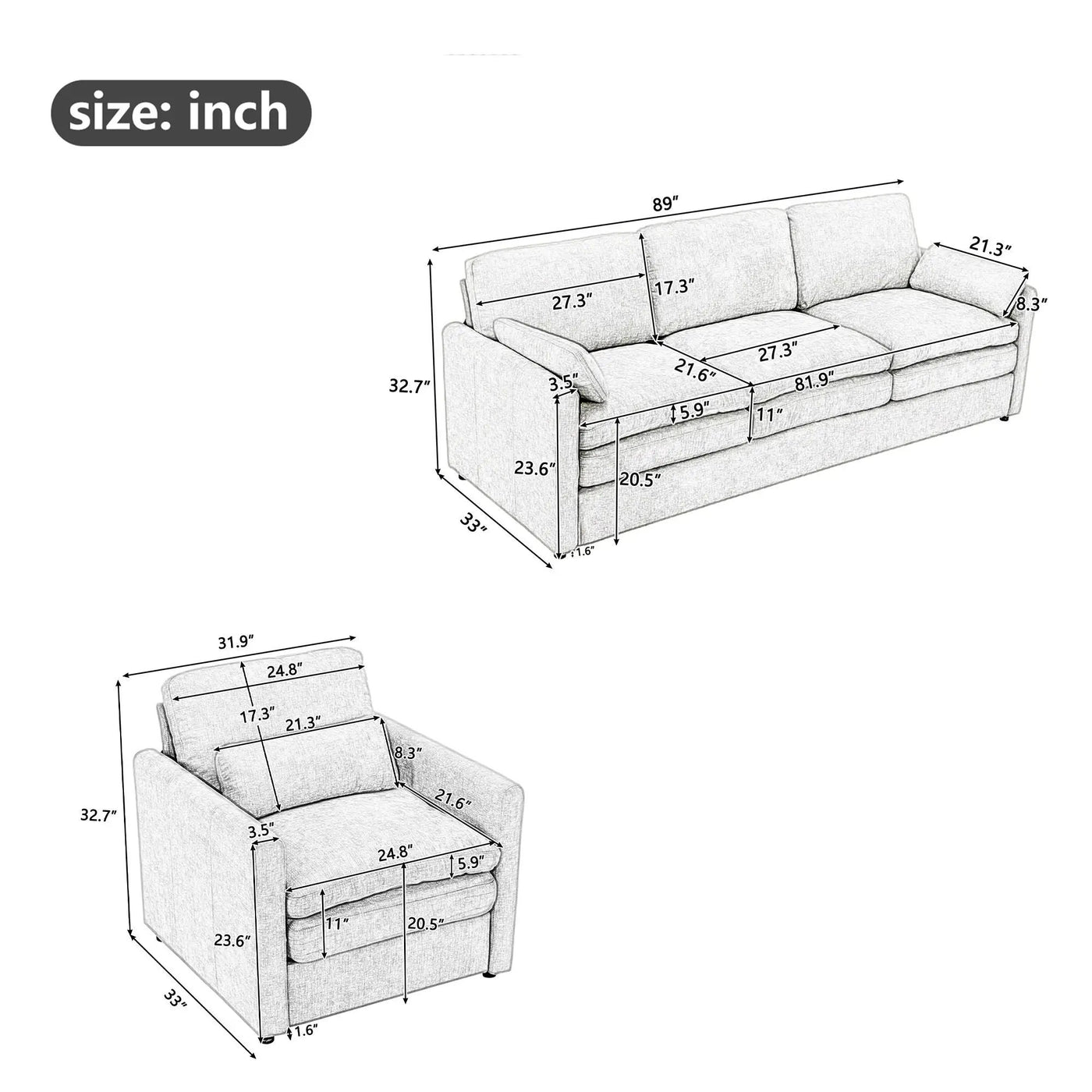 Cloud Sofa Set Couch For Living Room by HouseOfZazla