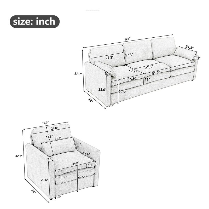 Cloud Sofa Set Couch For Living Room by HouseOfZazla