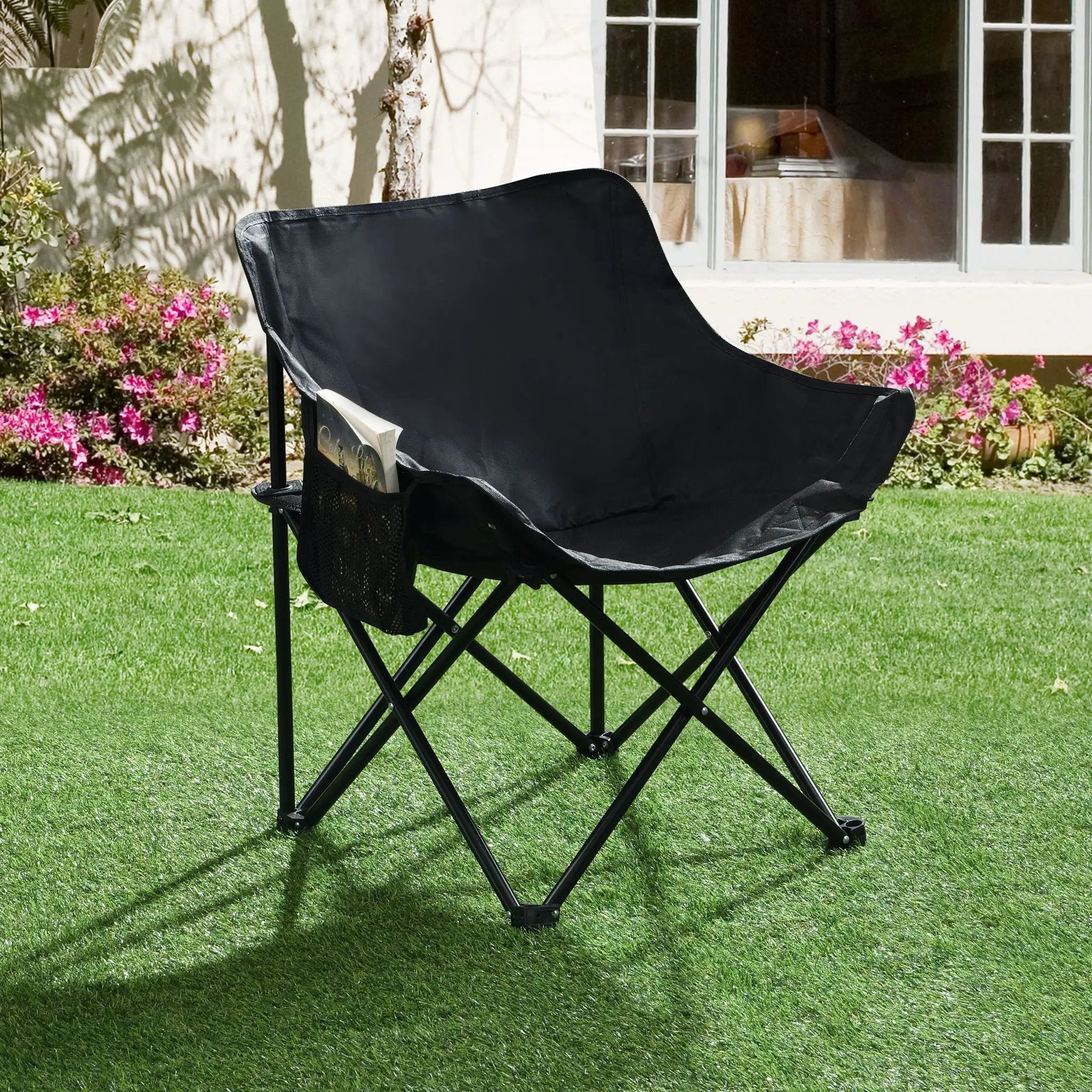 2 Pieces Outdoor Camping Chairs Folding / Portable, Comfortable Seating, Durable Steel Fram by HouseOfZazla