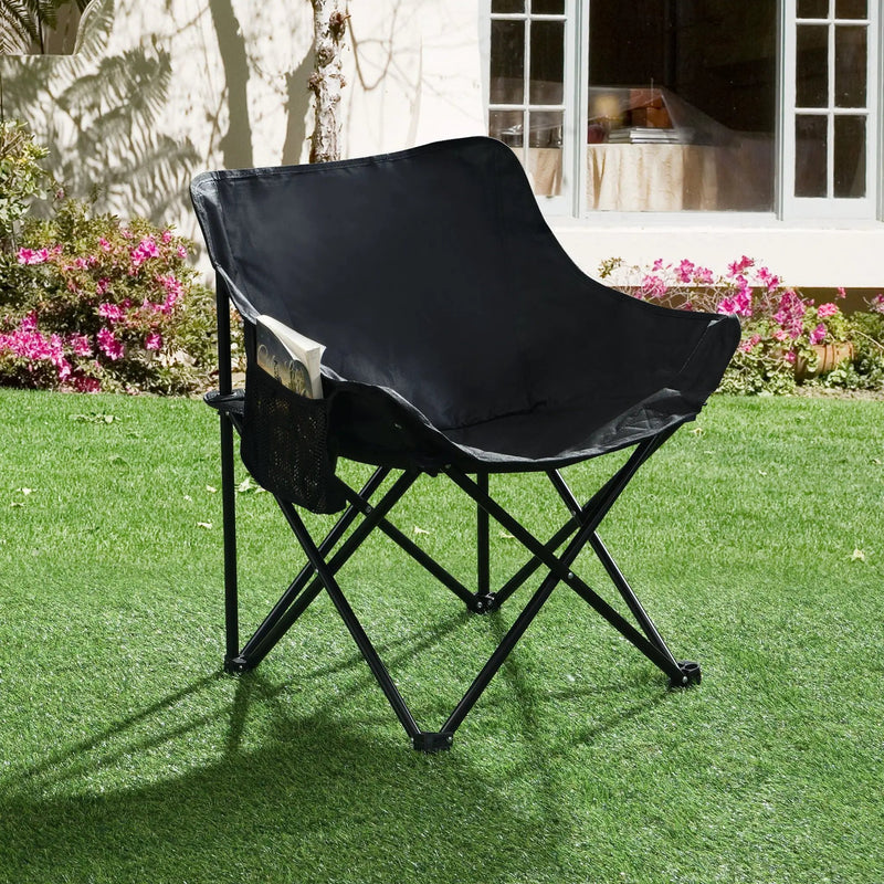 2 Pieces Outdoor Camping Chairs Folding / Portable, Comfortable Seating, Durable Steel Fram by HouseOfZazla