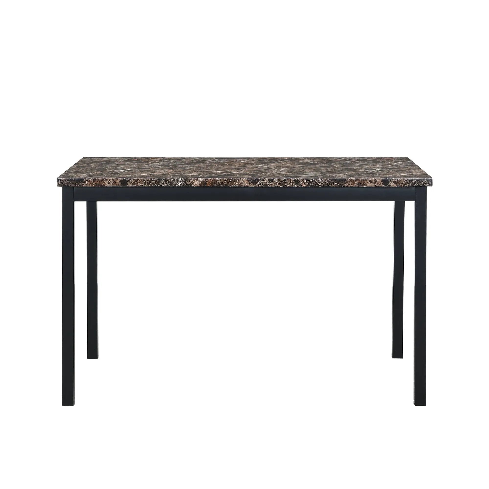 Furniture 5 Piece Metal Dinette Set with Faux Marble Top - Black by HouseOfZazla