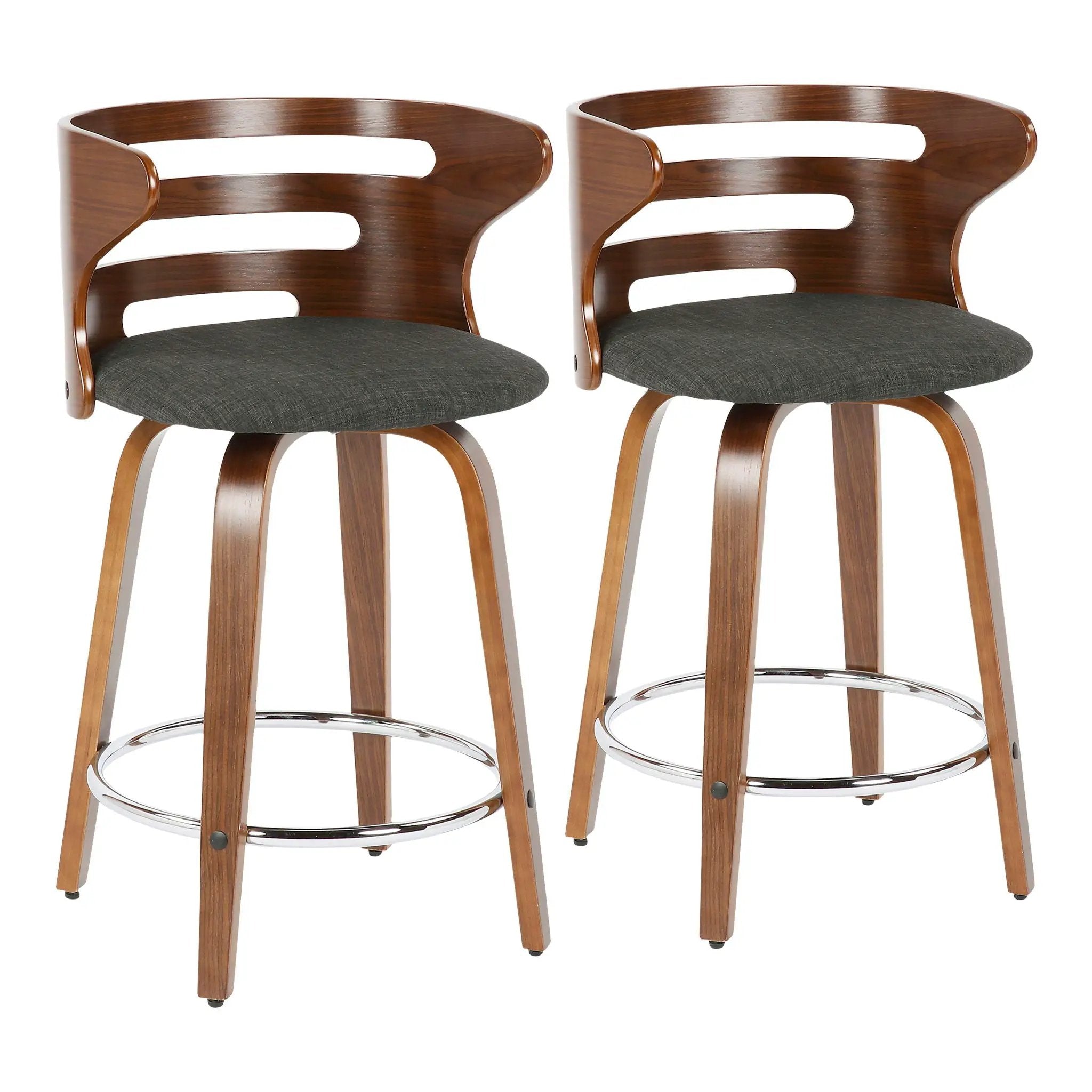 Cosini - Mid Century Modern Fixed Height Counter Stool With Footrest With Swivel (Set of 2) by HouseOfZazla