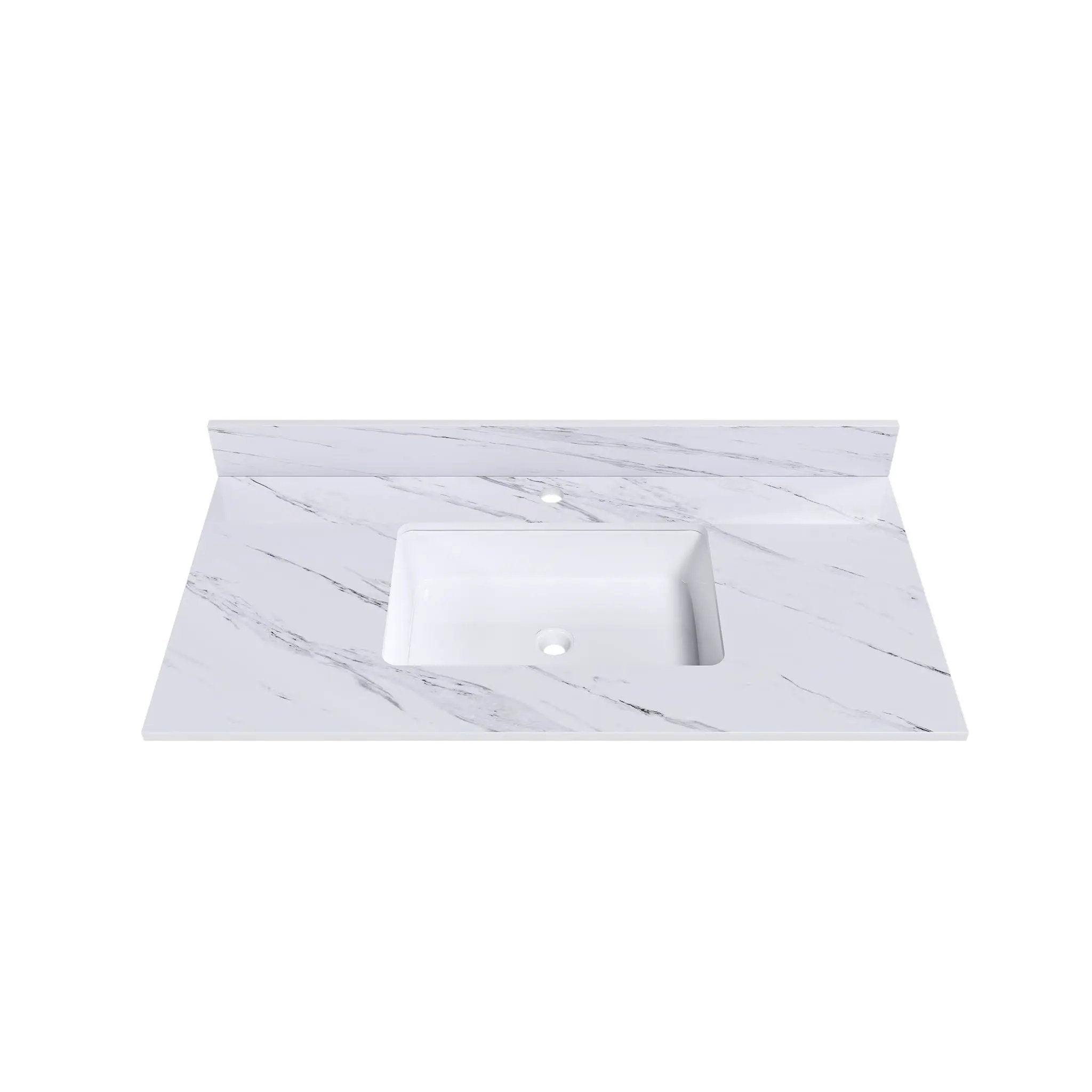 Bianco Carrara Venato Marble Vanity Top With Pre Drilled Faucet Hole And Undermount Sink by HouseOfZazla