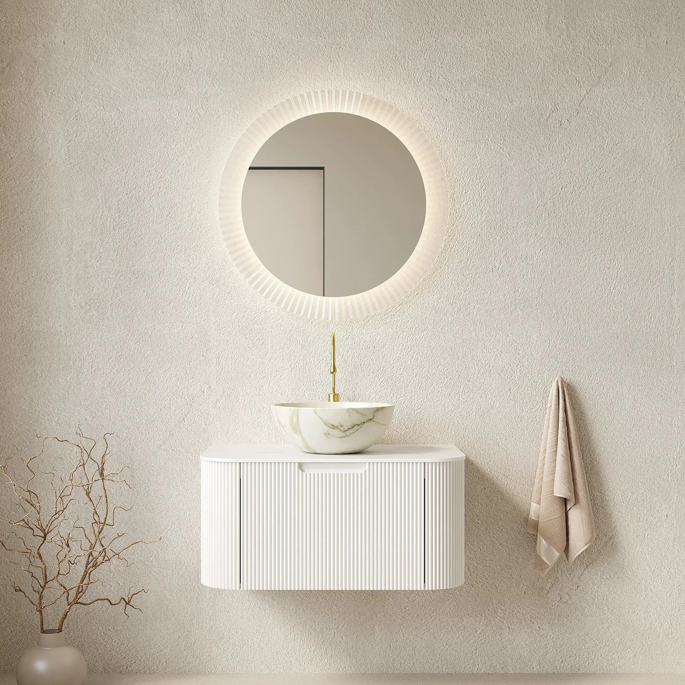 DINA 30" Bathroom Vanity & Sink with Floating Curved Edges by HouseOfZazla