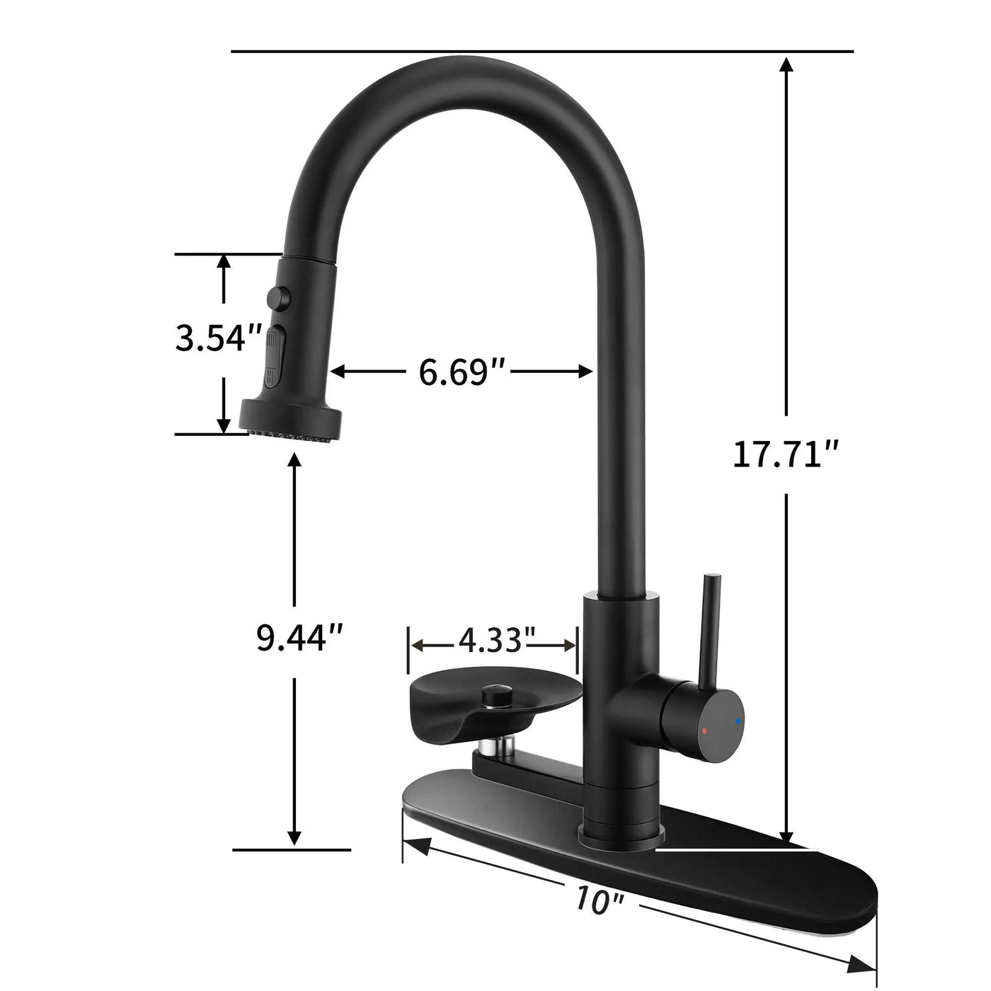 3 In 1 Kitchen Faucet With Press Type Glass Rinser, High Arc Pull Down Sprayer by HouseOfZazla