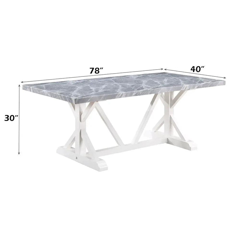 Hollyn - Dining Table With Engineered Stone Top - Engineered Stone & White by Unique Piece Furniture