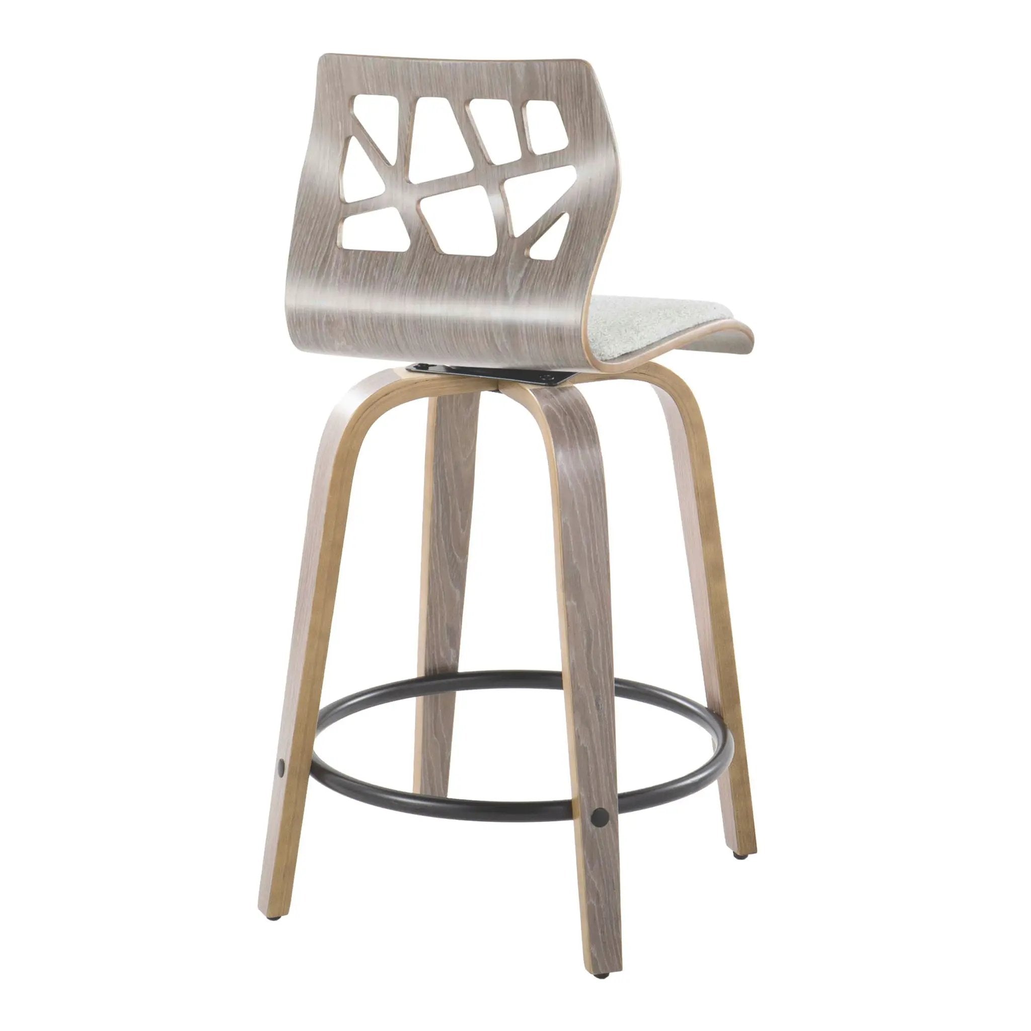 Folia - Contemporary Fixed Height Stool With Swivel With Round Footrest (Set of 2) by HouseOfZazla