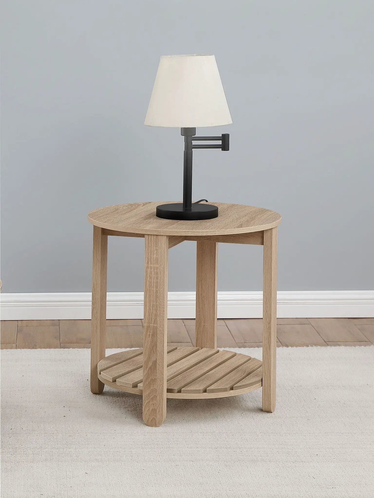 Fowler 1-shelf Round Engineered Wood Side End Table Natural by Unique Piece Furniture