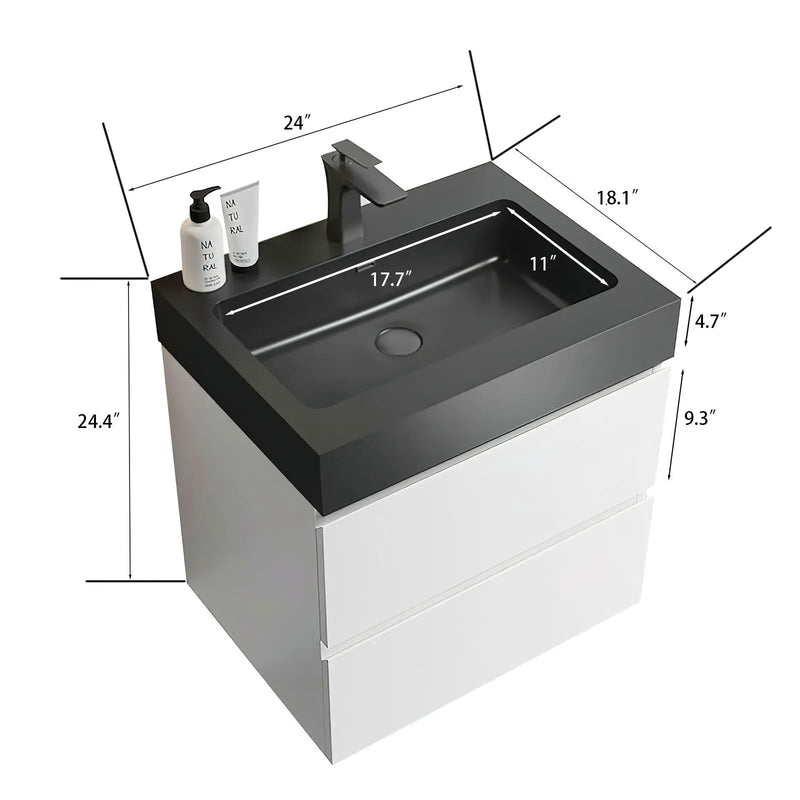 Alice - Bathroom Vanity With Large Storage, Sink Wall Mounted Floating Bathroom Vanity For Modern Bathroom, One-Piece Sink Basin Without Drain And Faucet by Unique Piece Furniture
