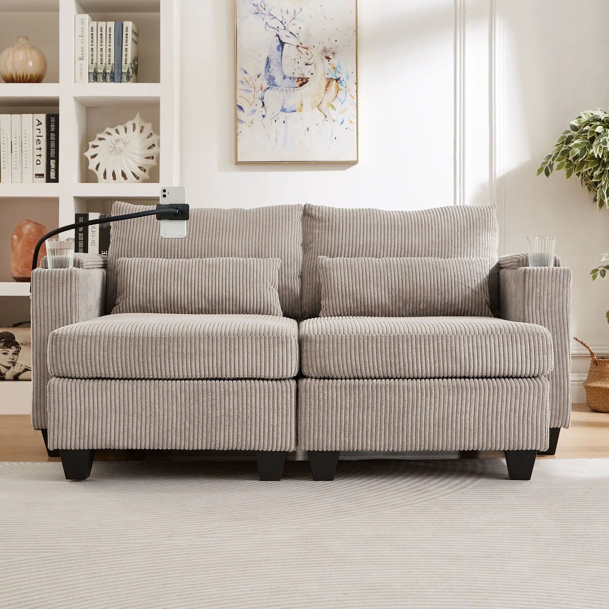 Convertible Chaise Lounge Sofa Chair With USB Ports, Cup Holders, Phone Holder And Storage by Unique Piece Furniture