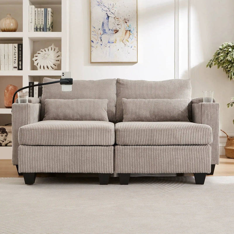 Convertible Chaise Lounge Sofa Chair With USB Ports, Cup Holders, Phone Holder And Storage by HouseOfZazla