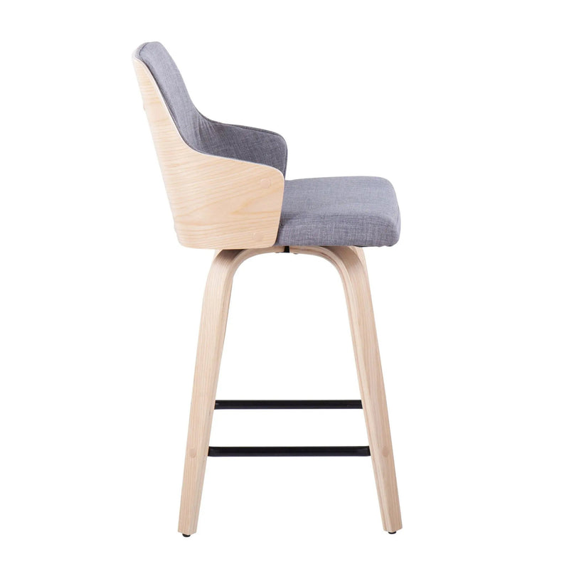Stella - Contemporary Fixed Height Counter Stool With Swivel Square Footrest (Set of 2) by HouseOfZazla