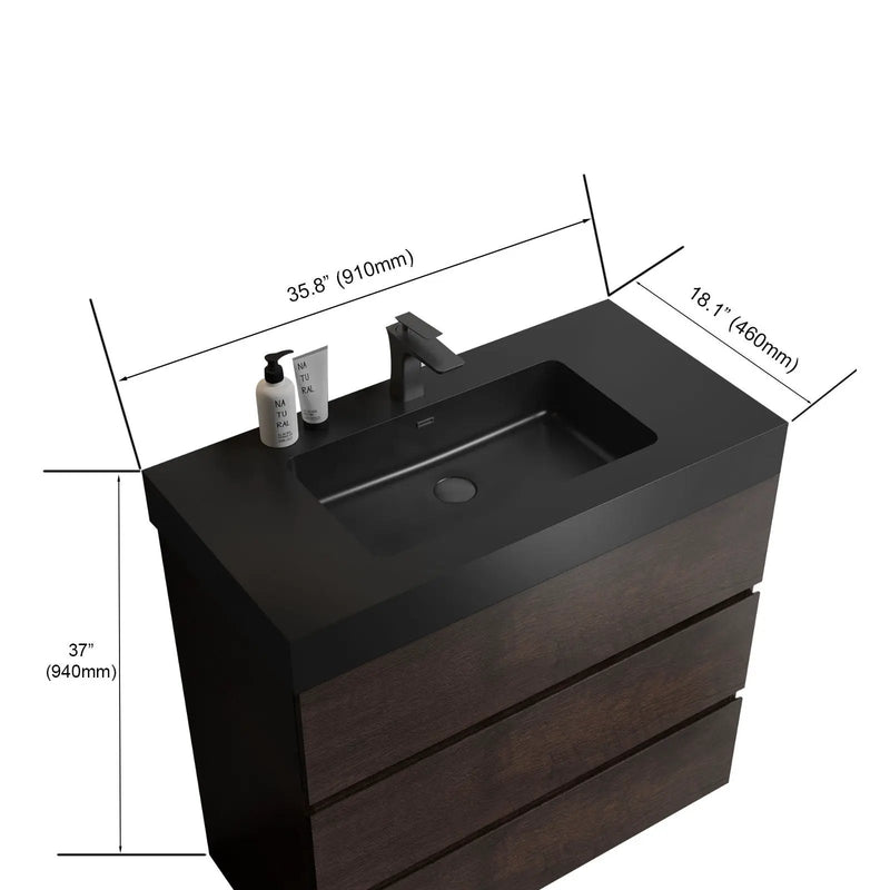 Alice - Bathroom Vanity With Large Storage Freestanding Bathroom Vanity, Sink For Modern Bathroom, One-Piece Sink Basin Without Drain And Faucet by Unique Piece Furniture