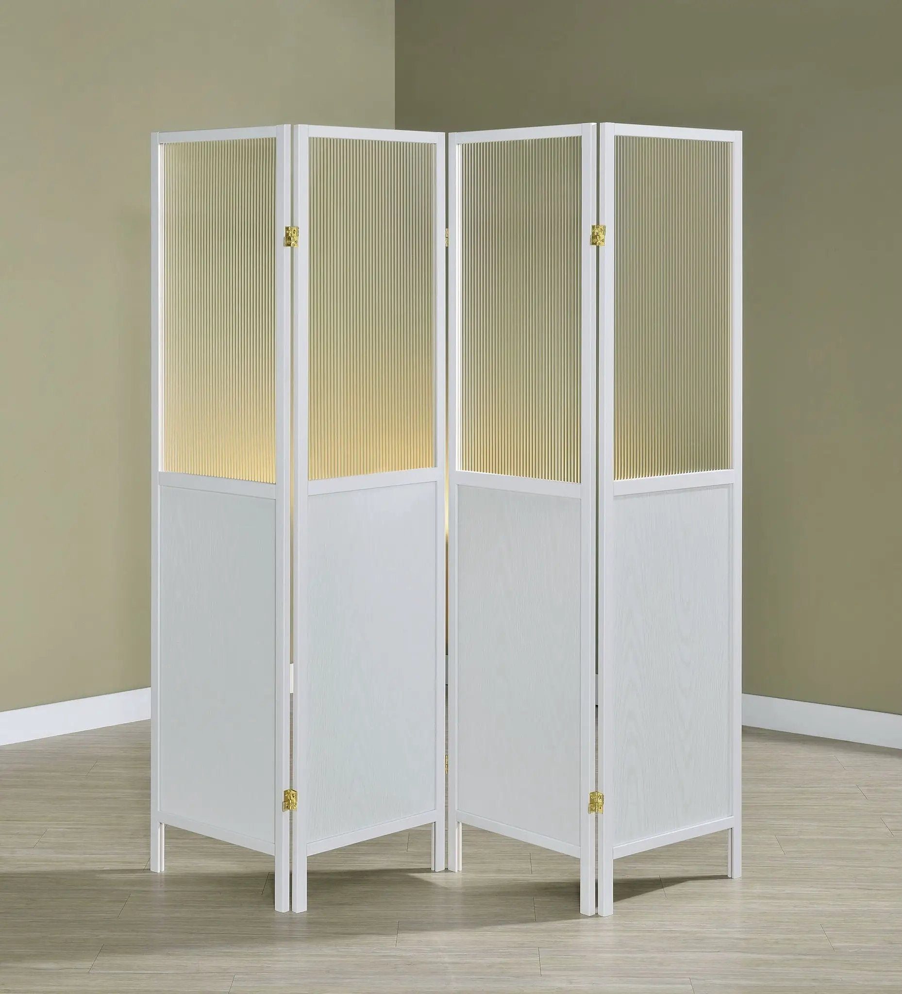 Mattison 4-Panel Room Divider Folding Shoji Screen White by Unique Piece Furniture