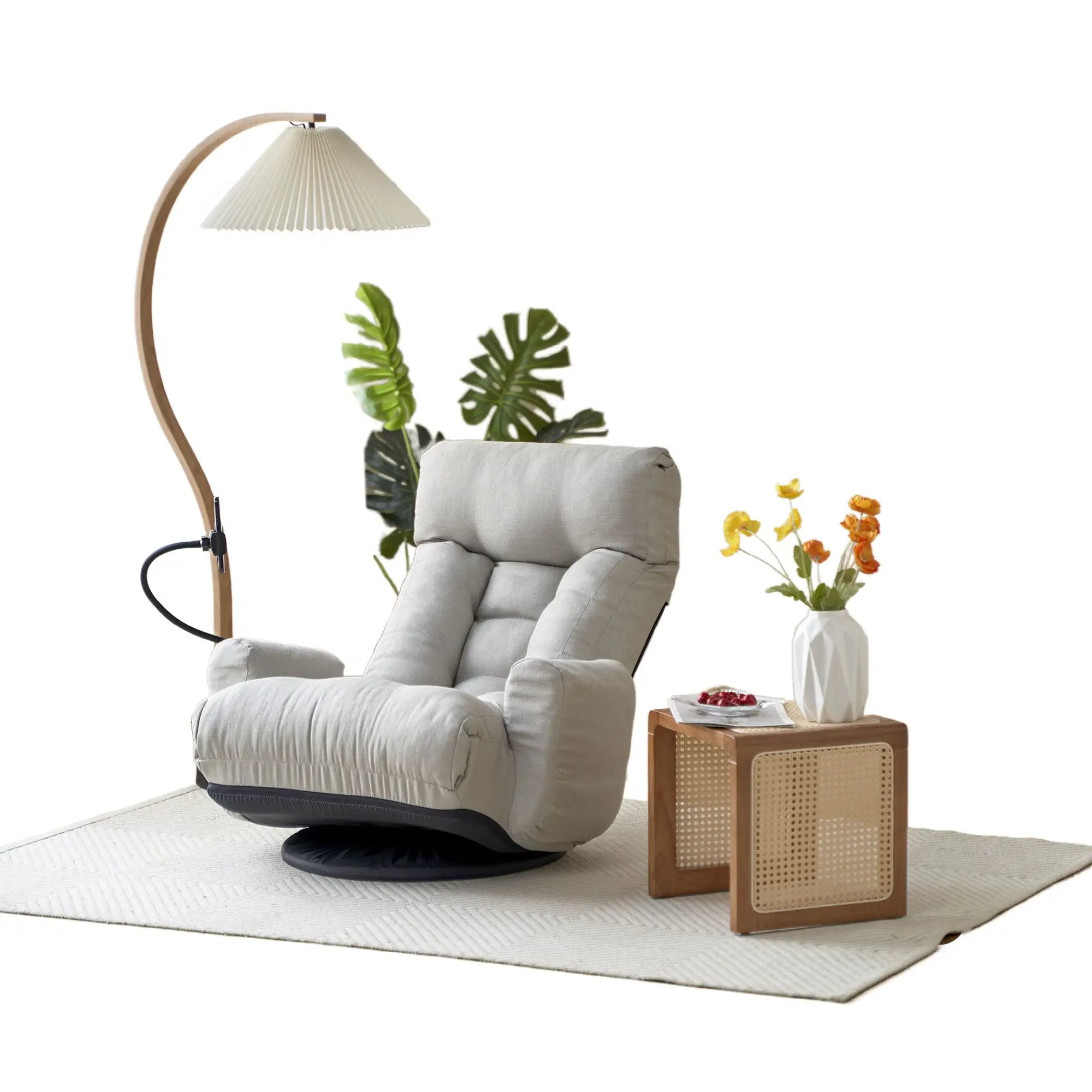 Adjustable Swivel Lounge Chair With 360 Degree Rotating Seat And Headrest Support by Unique Piece Furniture
