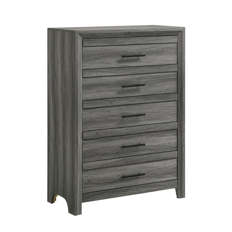 Denver - 5 Drawer Chest - Gray by HouseOfZazla